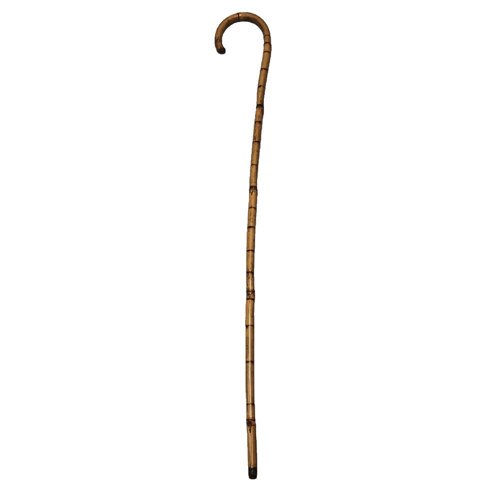 Vintage Antique Bamboo Whangee Reed Derby Cane Walking Stick Crook Neck 36"